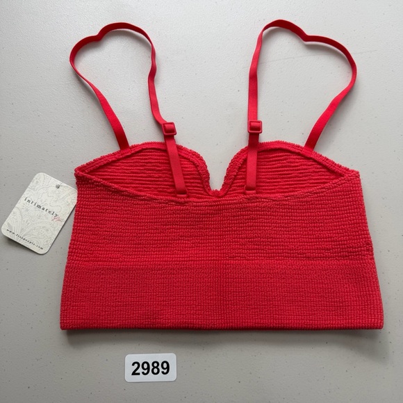 FREE PEOPLE INTIMATELY THE RIB I REACH FOR Longline Bralette Red Apple XS/S - Picture 2 of 8